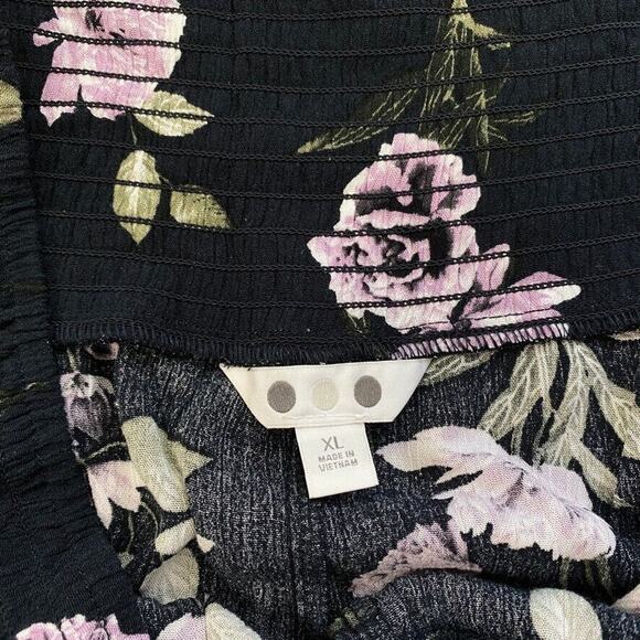 Three Dots Wide Leg Pants Womens XL Blue Floral Baggy Gauze Romantic Cottagecore - Picture 10 of 13